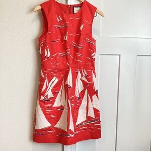 ⛵️Anthropologie Maeve Berru Poplin Shift Sleeveless Dress 4 Red Sailboat